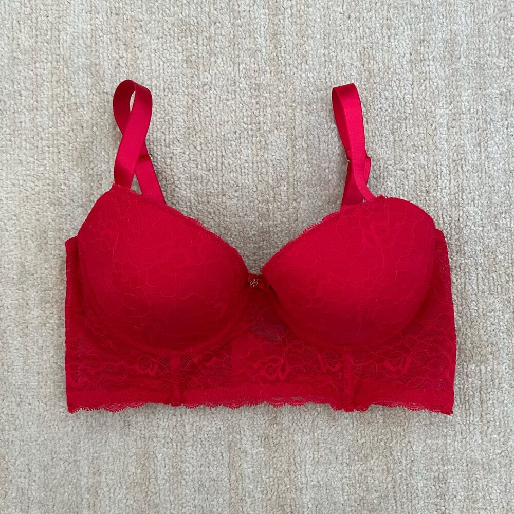 3 for $6 Daisy Fuentes Red Lace Longline Underwire Bra 38C